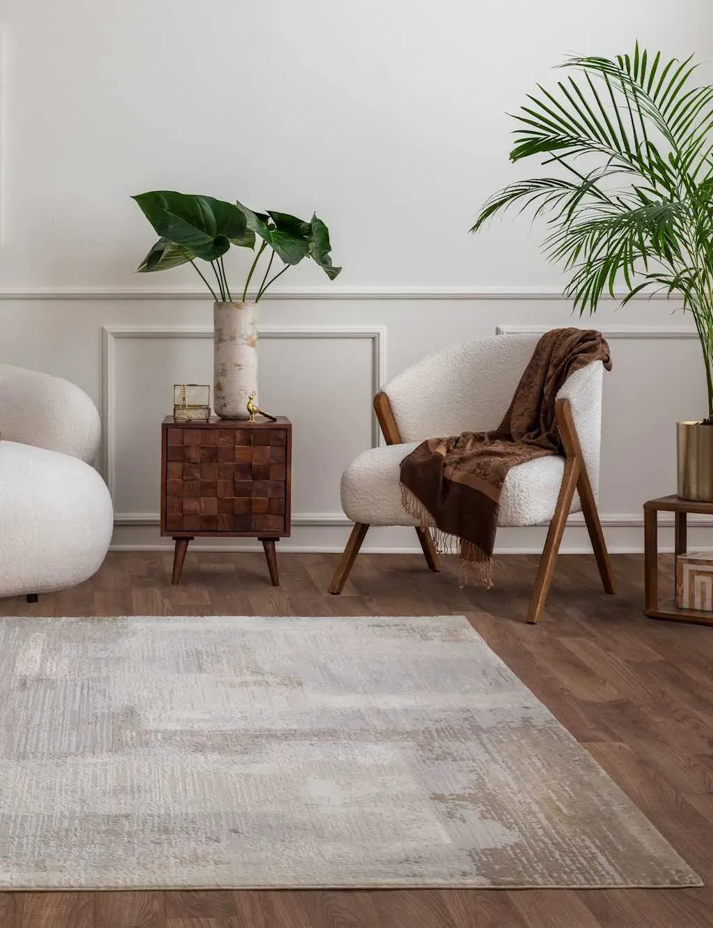 XL Abstract Rug with Sheen - Silver Mix