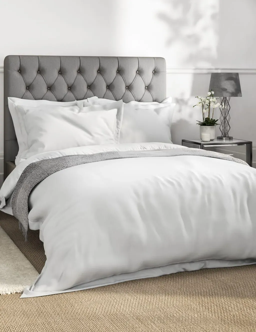 Double Bedding Set 750 Thread - White, Cotton image