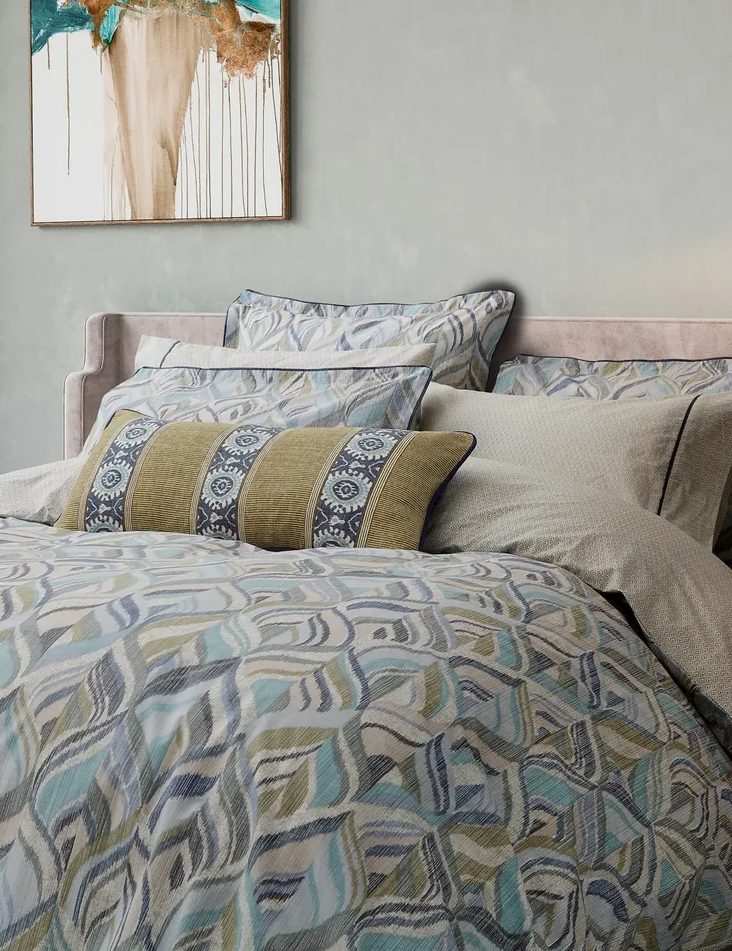2-Pack Pillowcases Embroidered - Teal, Cotton image