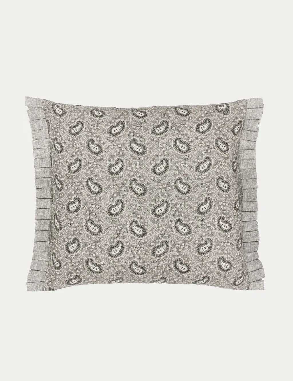 Cora Cushion with Paisley Pattern - Grey Mix, Linen