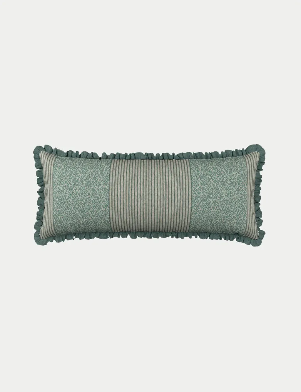 Cotton Cushion Floral Stripes - Green Mix image