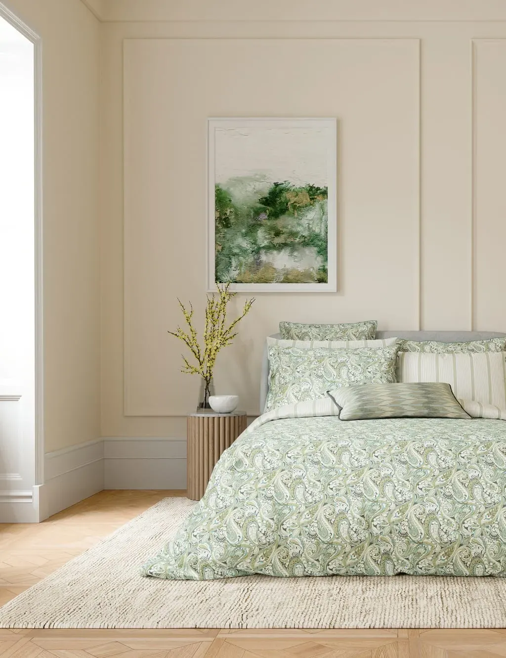 Double Bedding Set - Green Mix, Cotton