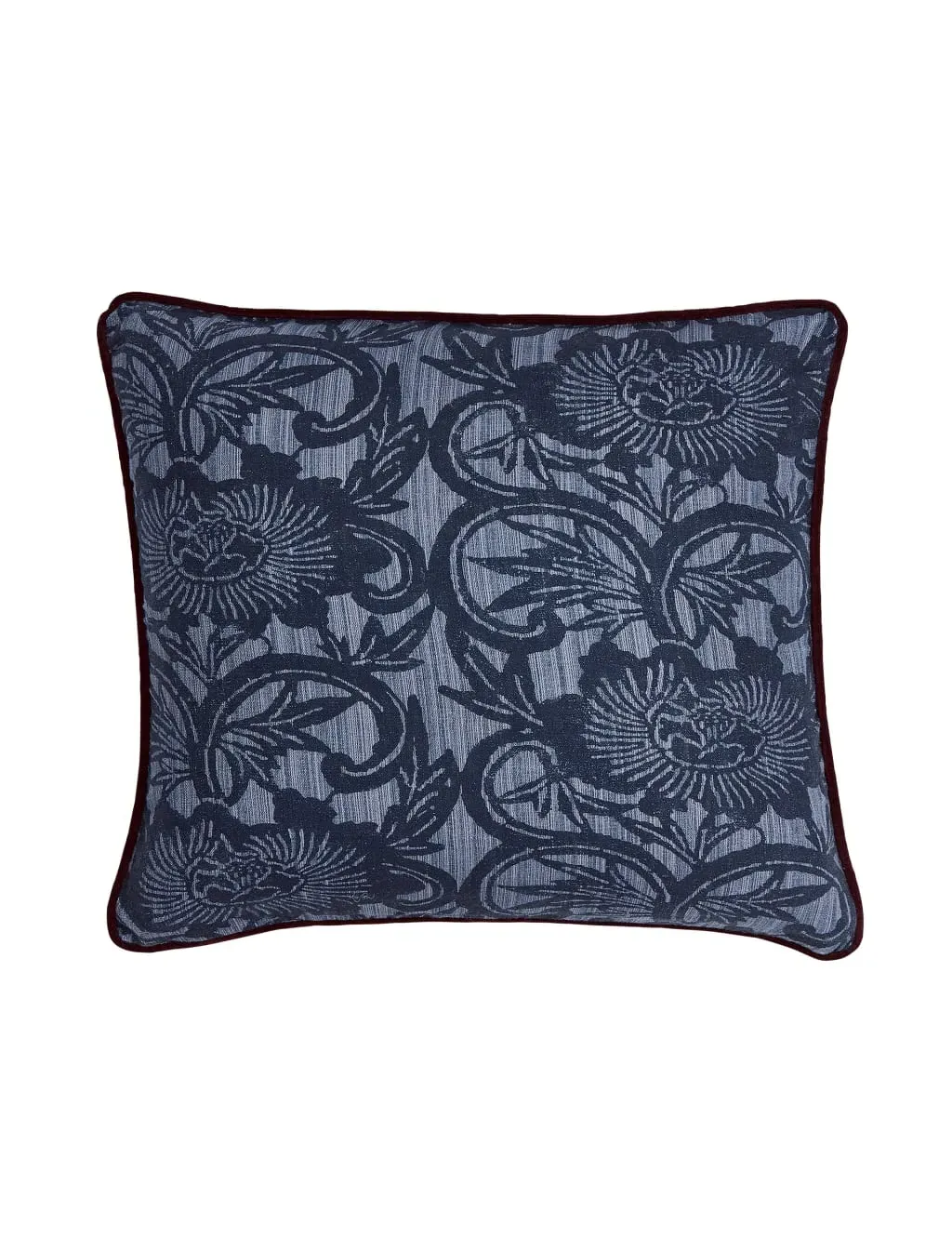 Floral Cushion with Piping - Navy Mix, Cotton image