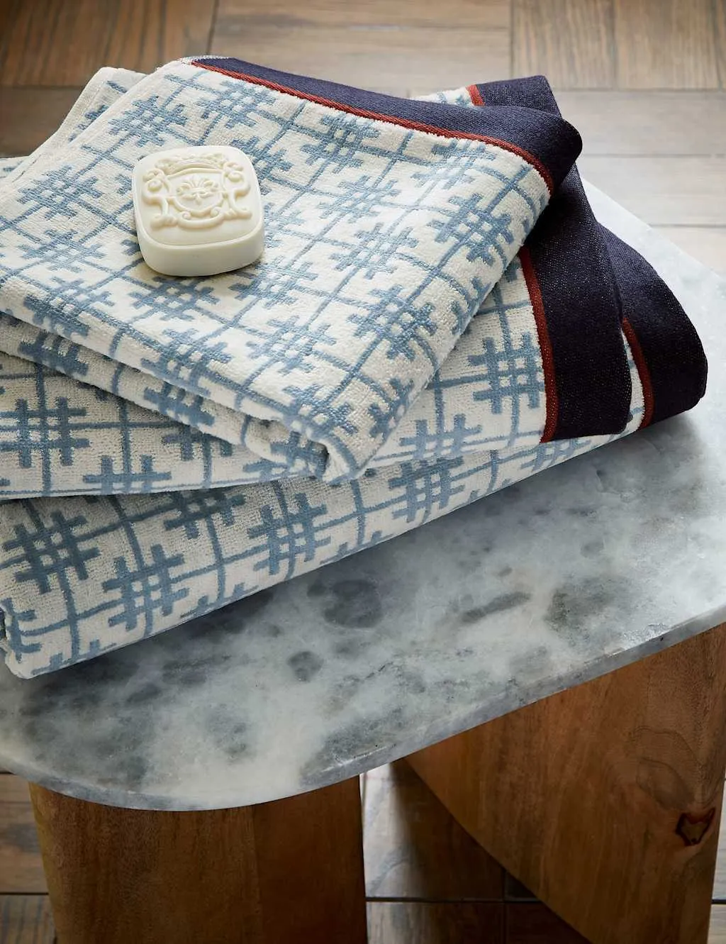 Hand Towel Crosshatch Design - Blue Mix image