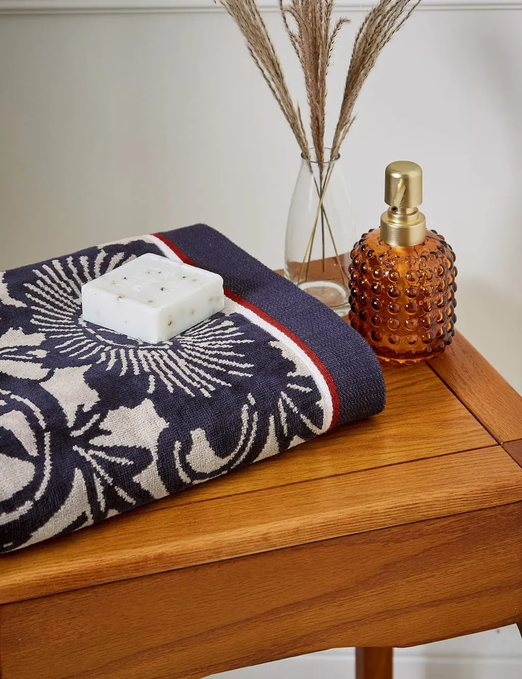 Hand Towel Floral Design - Navy Mix, Cotton image