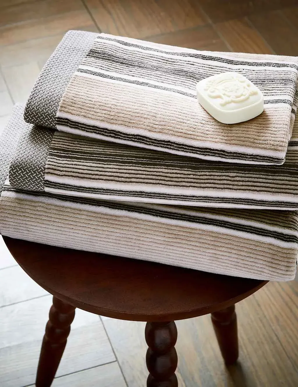 Hand Towel Striped - Charcoal Mix