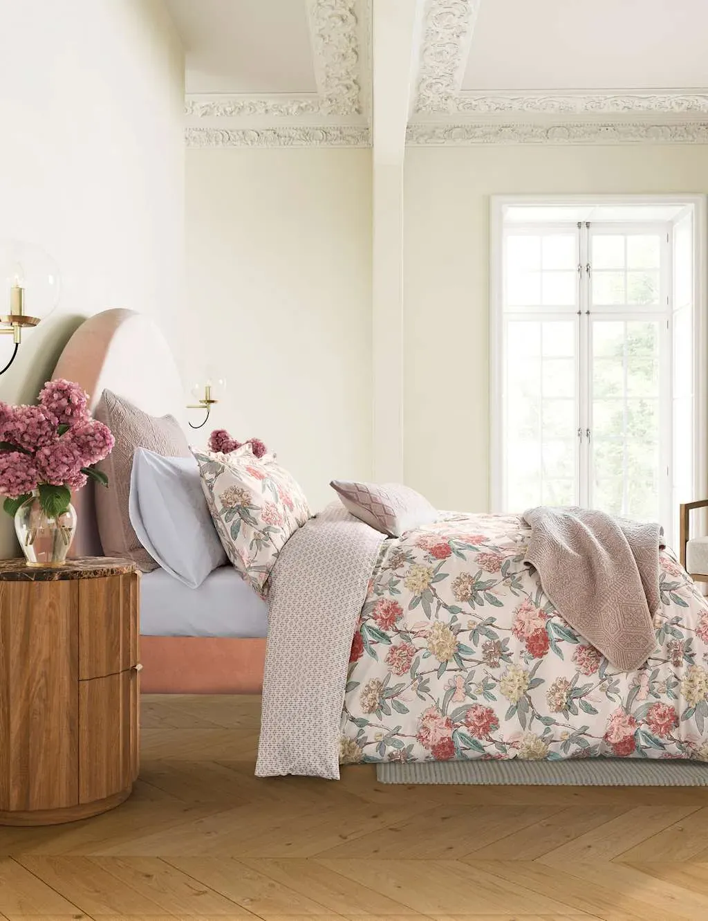 Large Throw with Quilting - Coral, Cotton