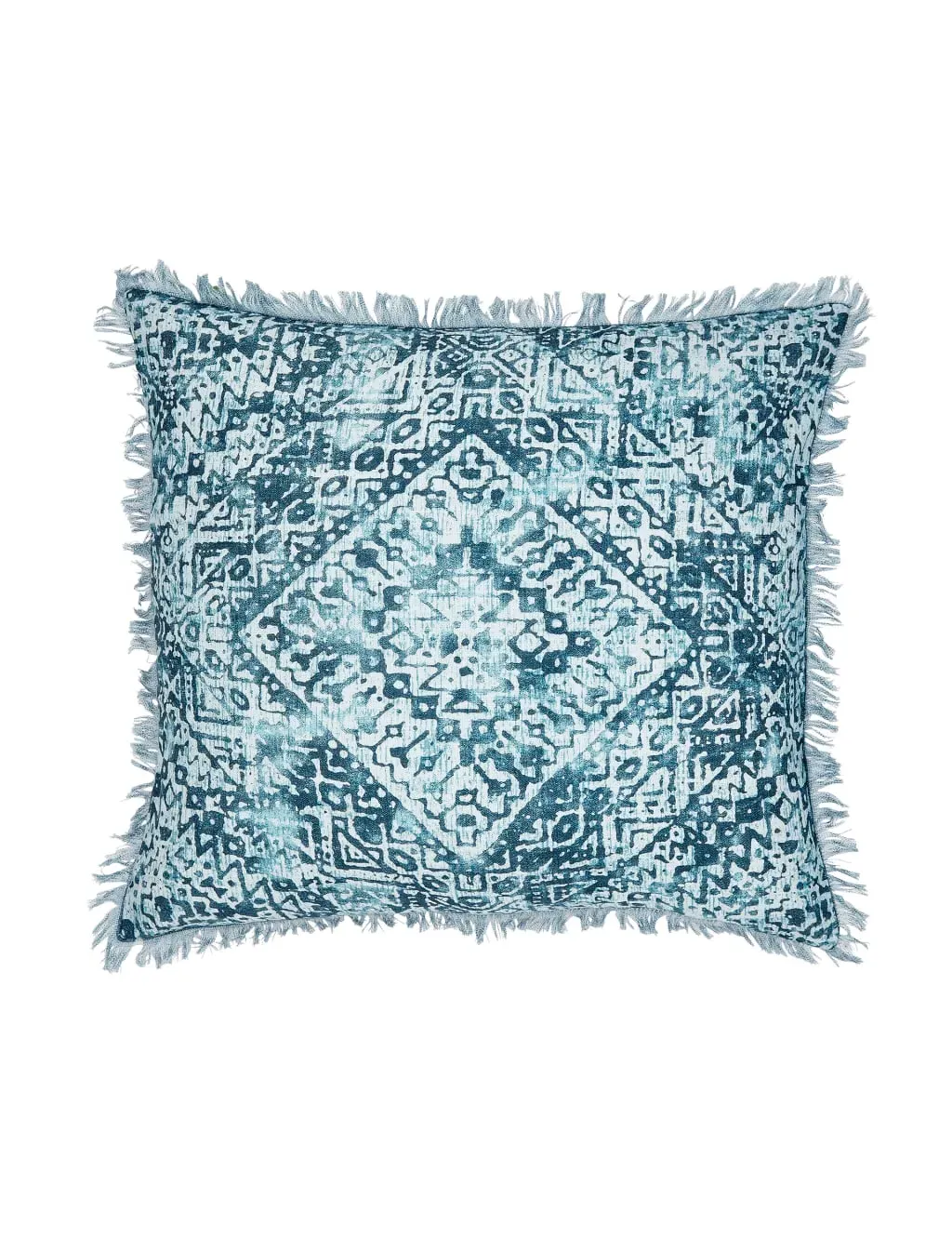Medium Cushion with Fringe - Teal Mix, Cotton image