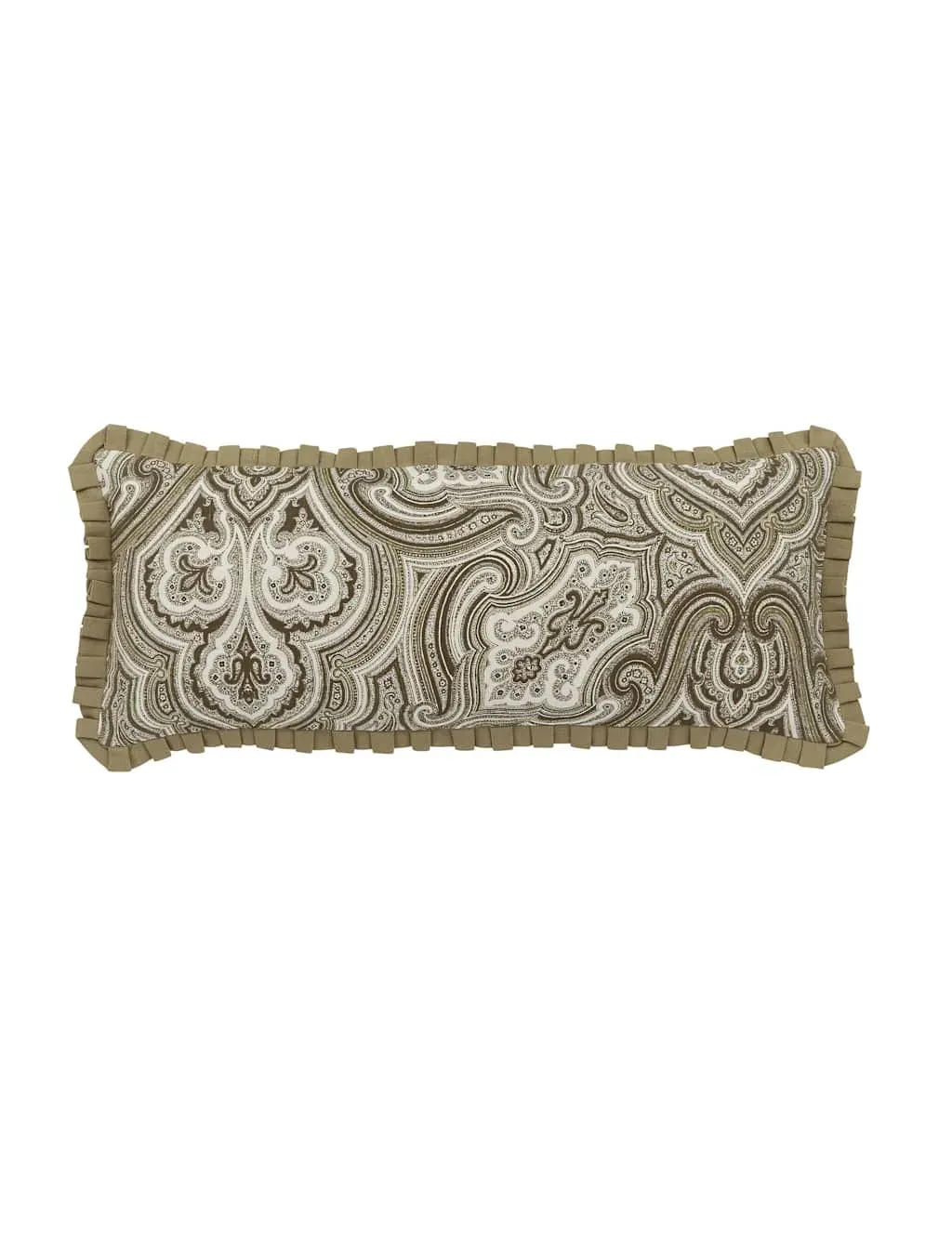 Rectangle Cushion with Paisley Frill - Brown Mix