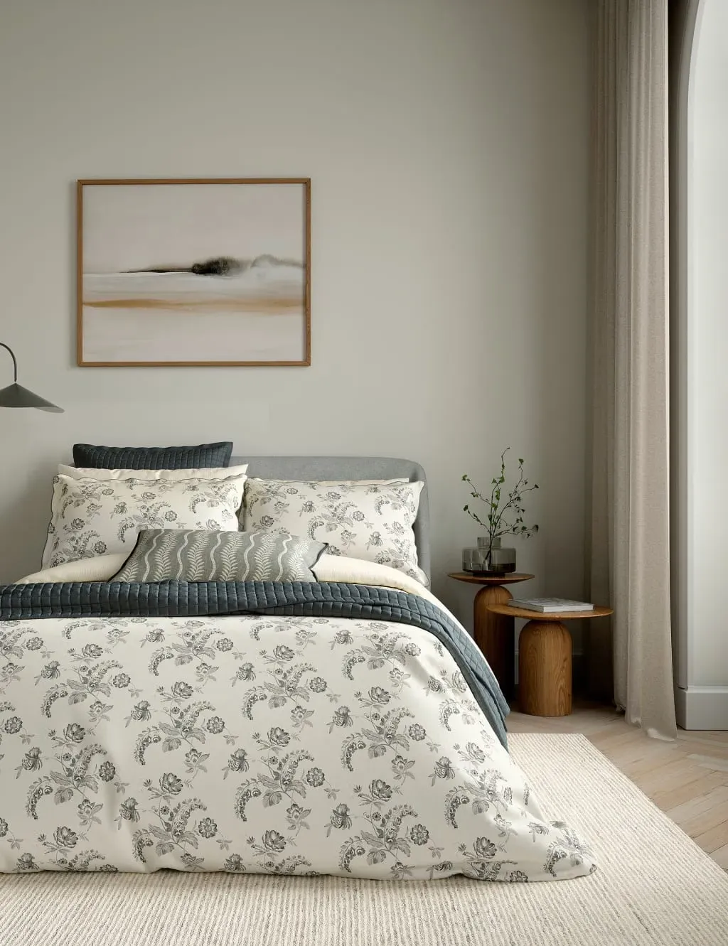 Single Bedding Set Floral - Cream, Cotton image