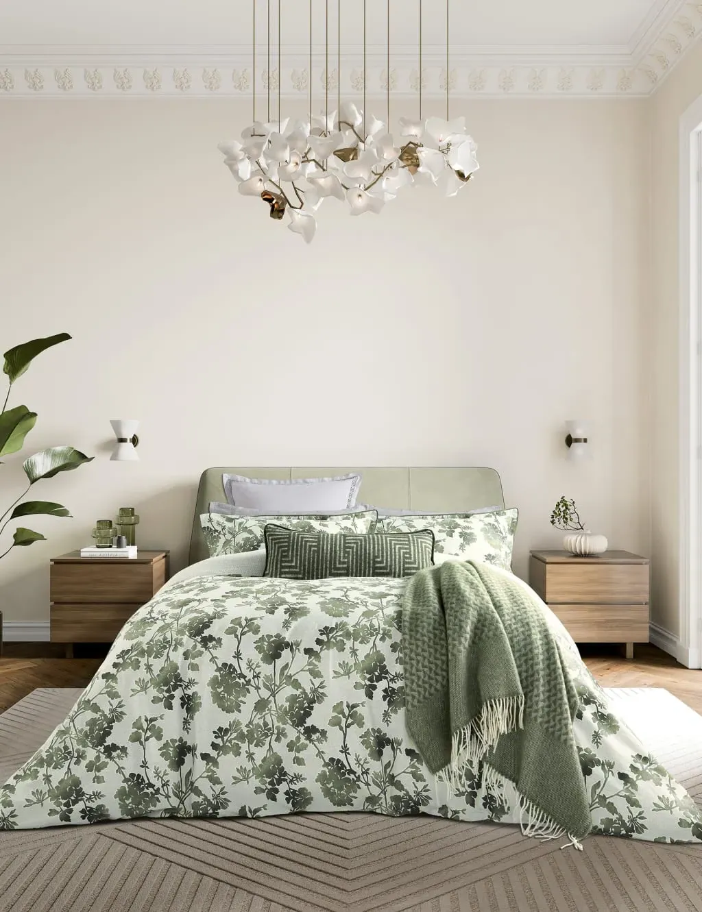 Single Bedding Set Floral - Green Mix, Cotton image