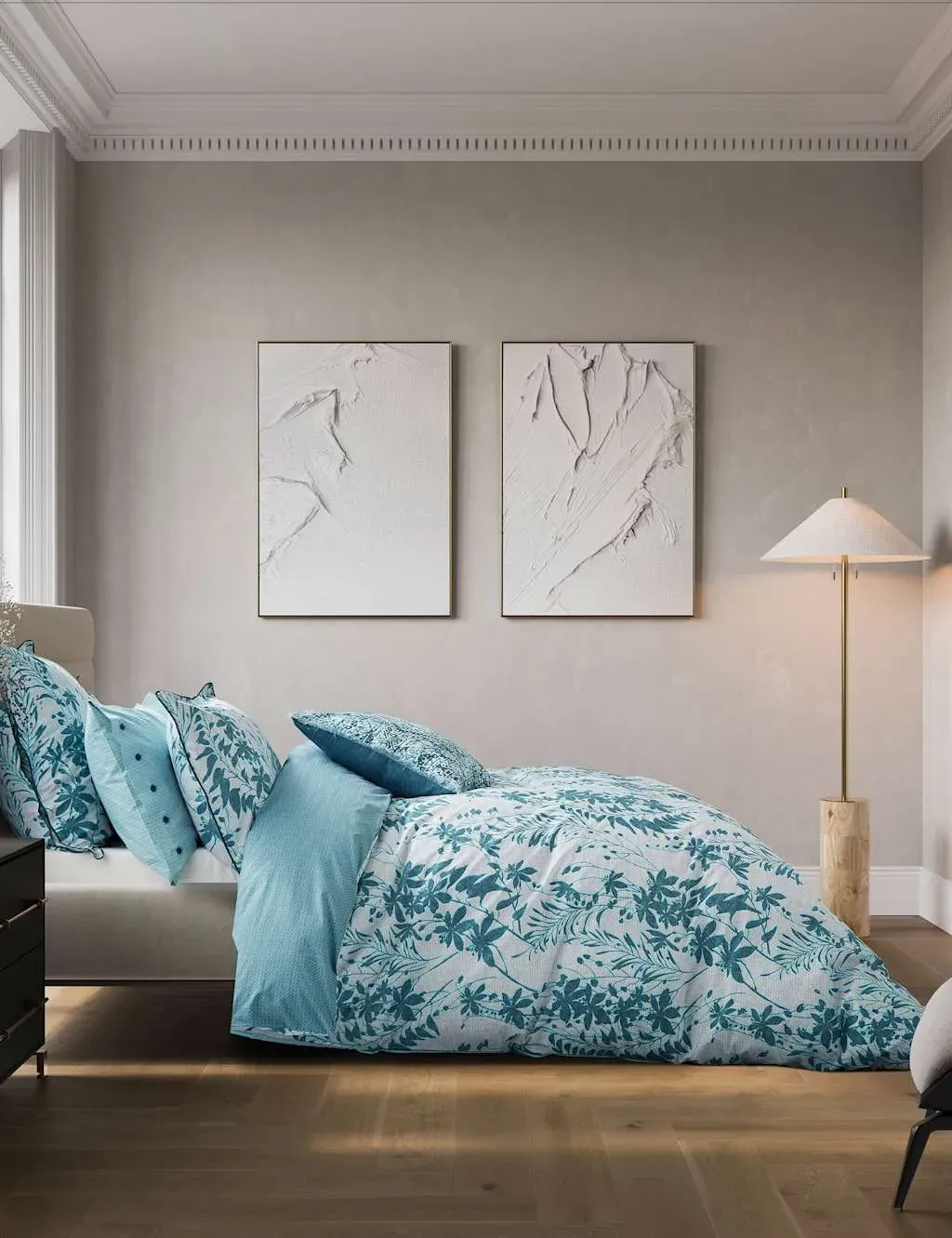 Single Bedding Set Floral - Teal Mix, Cotton