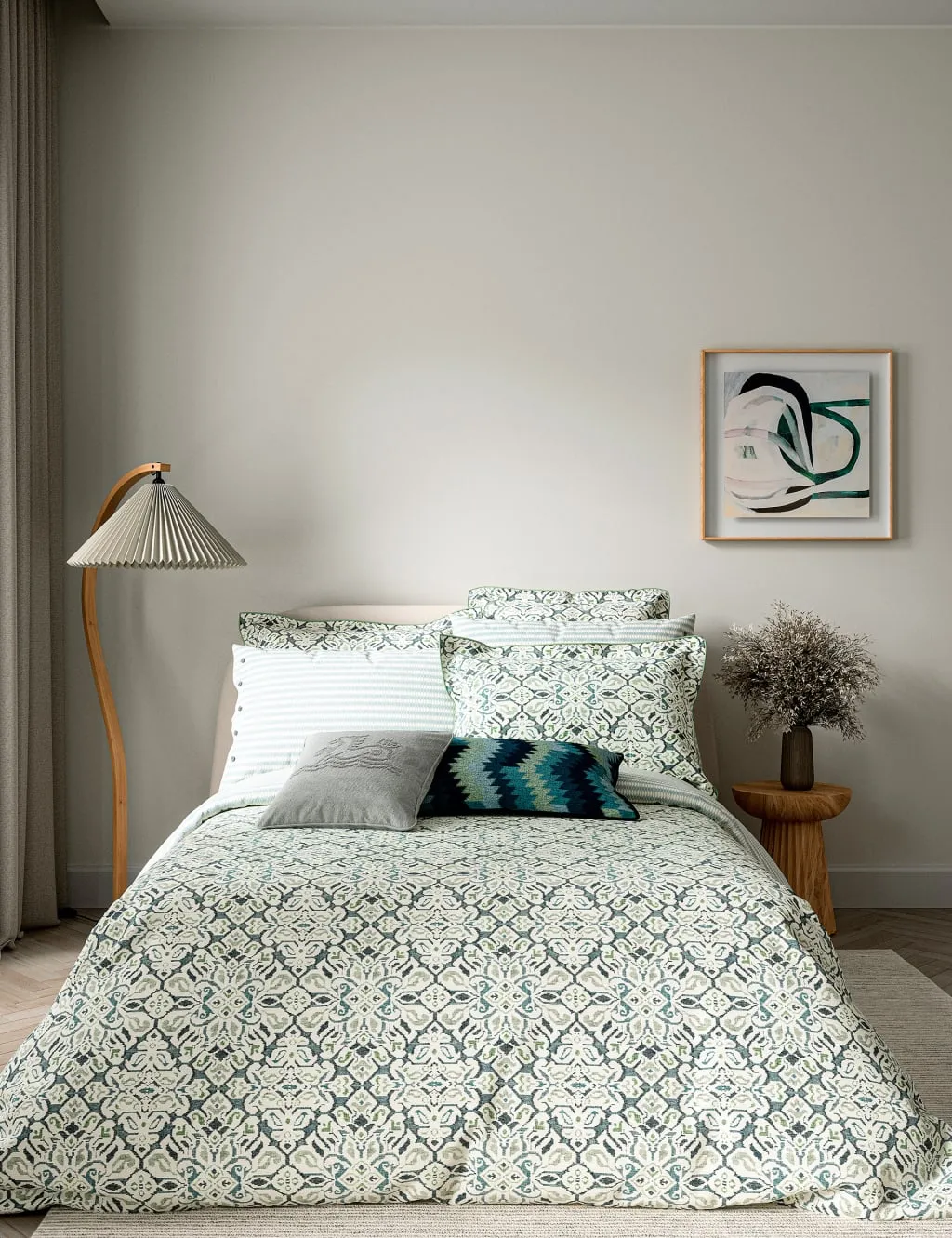Single Bedding Set Reversible - Green, Cotton image