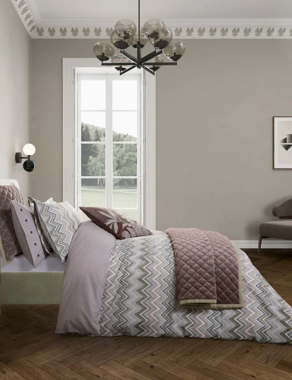 Single Bedding Set with Zig-Zag - Pink, Cotton image