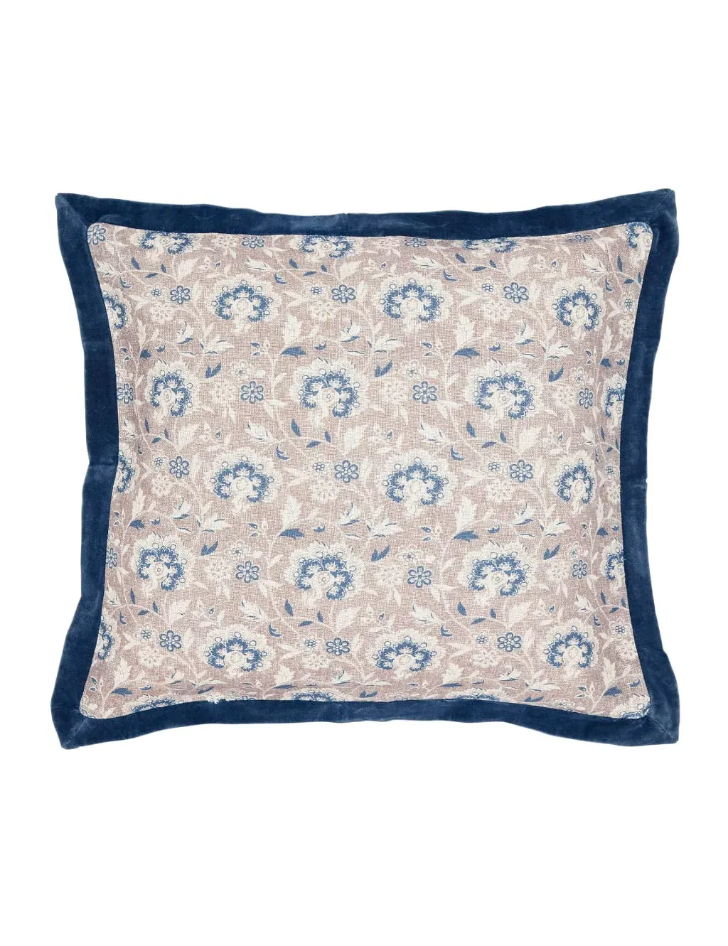 Square Cushion Floral Print - Blue Mix, Cotton
