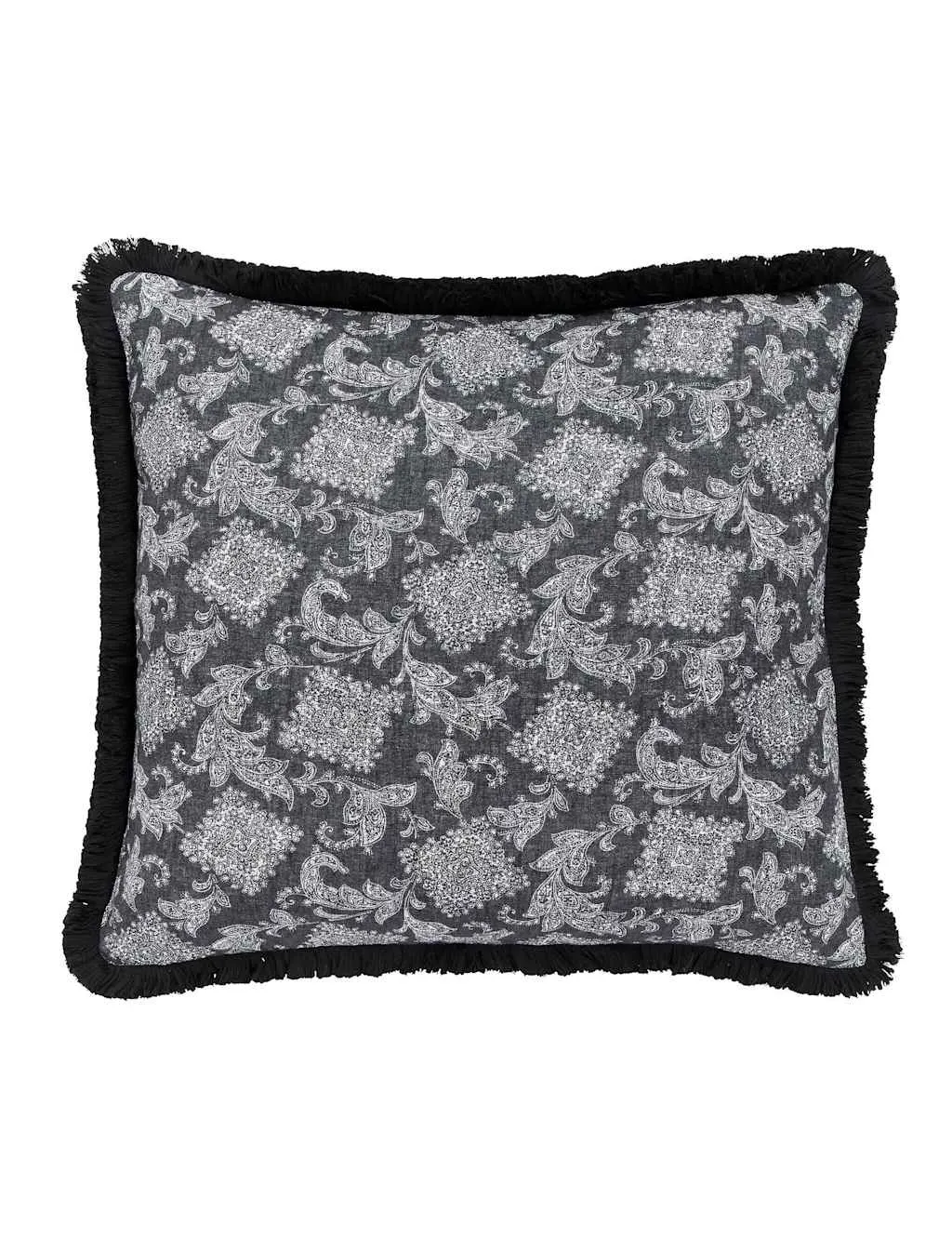 Square Cushion with Eyelash Trim - Charcoal Mix image