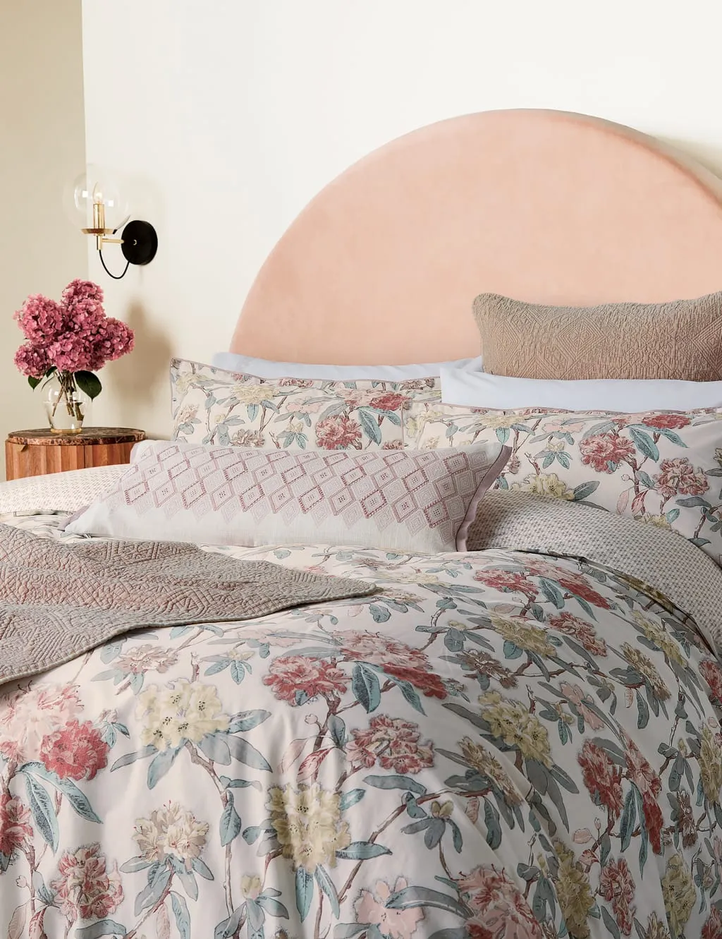 Square Pillowcase with Embroidery - Coral, Cotton image