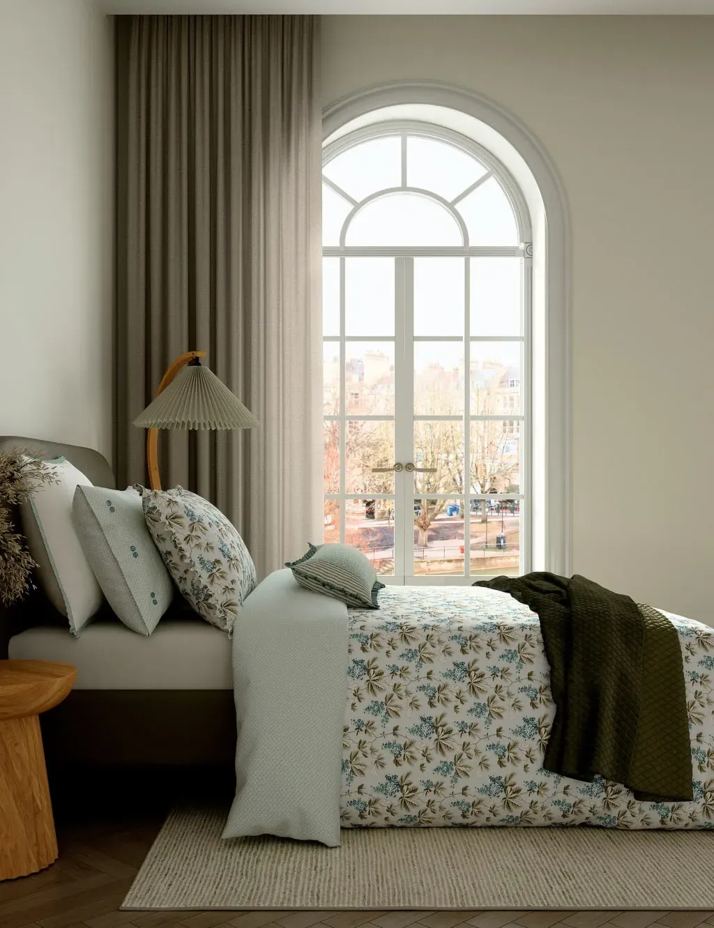 XL Quilted Throw - Green Mix, Velvet image