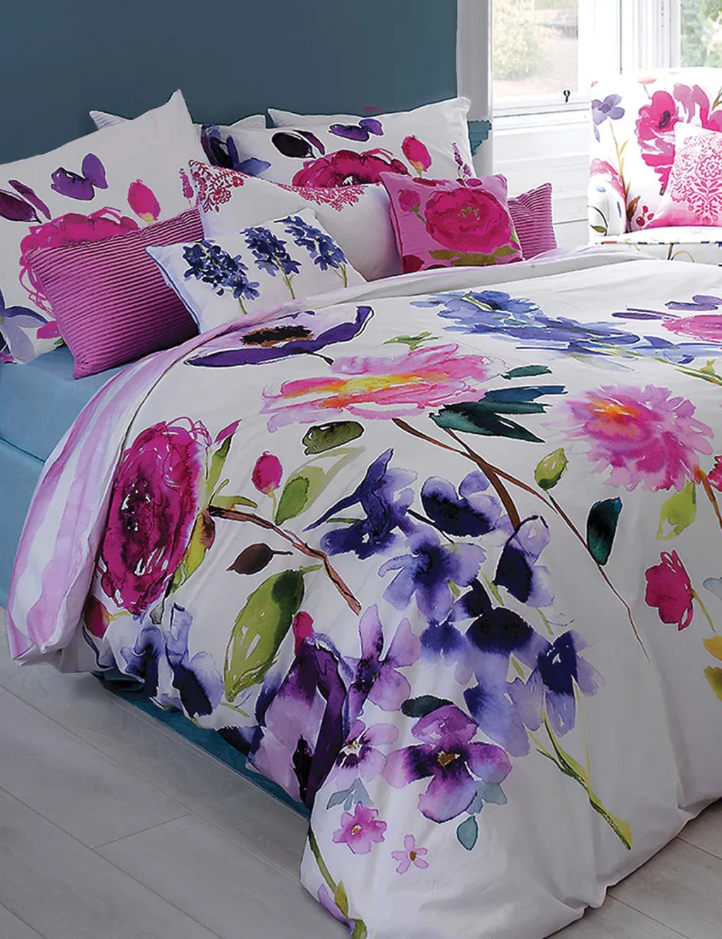 Double Bedding Set Sateen Finish - Multi, Cotton image