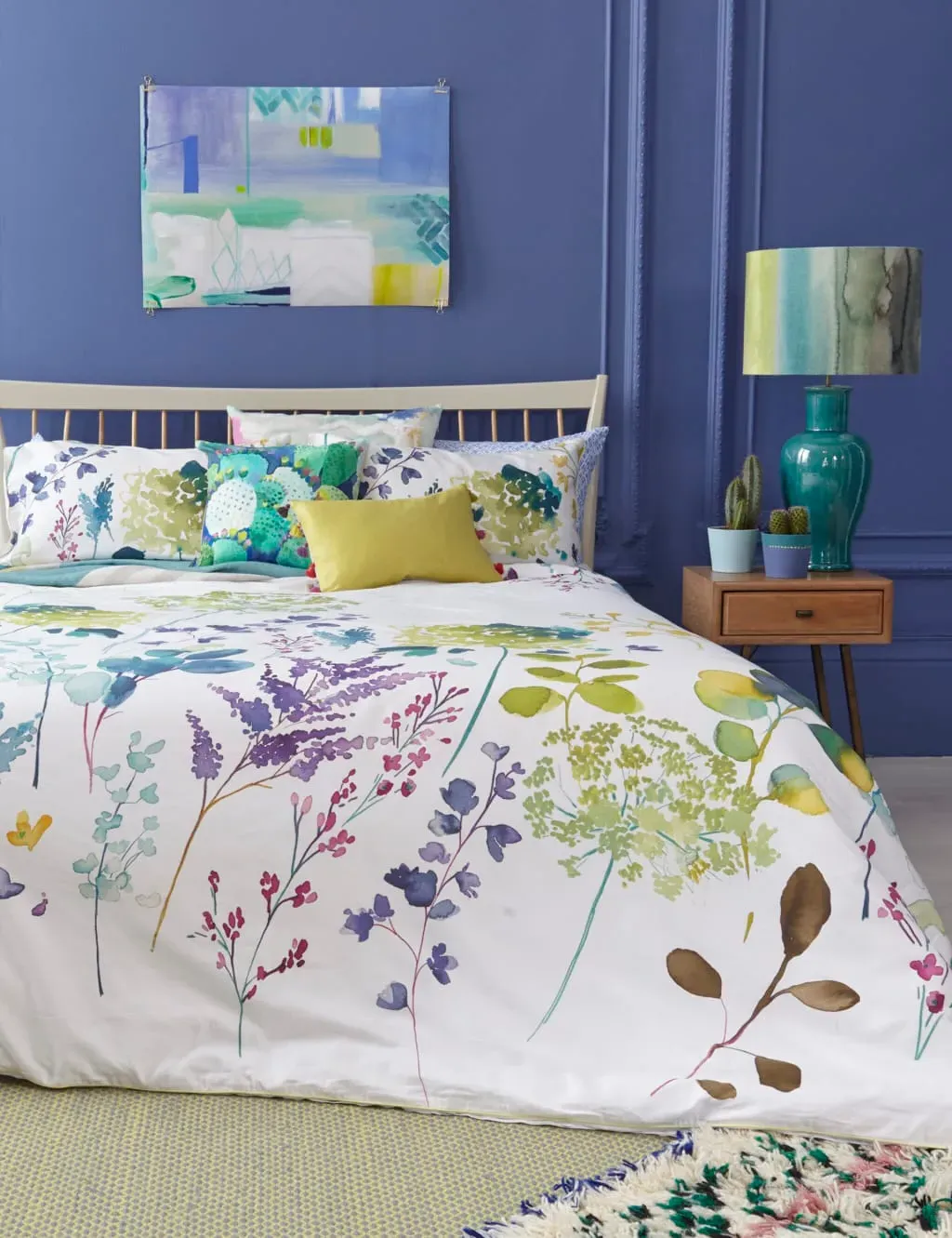 Single Bedding Set Botanical Print - Multi, Cotton image