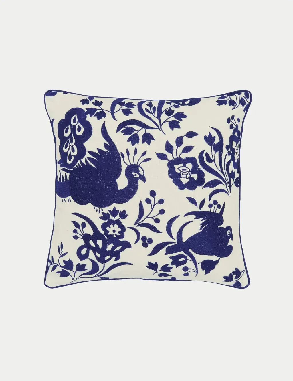 Embroidered Cushion - Navy Mix, Cotton image