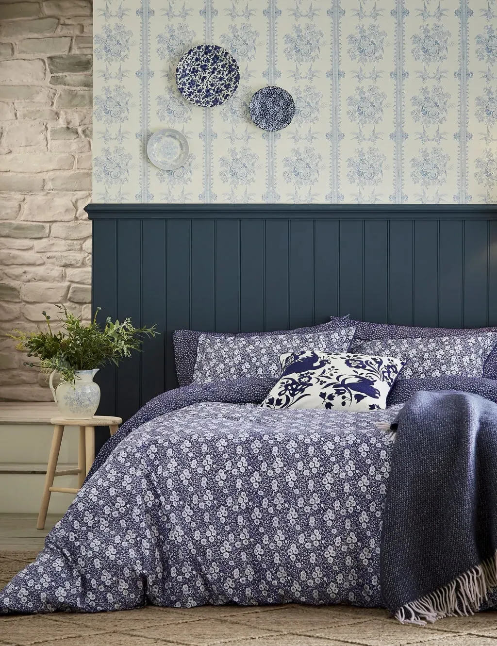 Single Bedding Set Percale Finish - Blue, Cotton image
