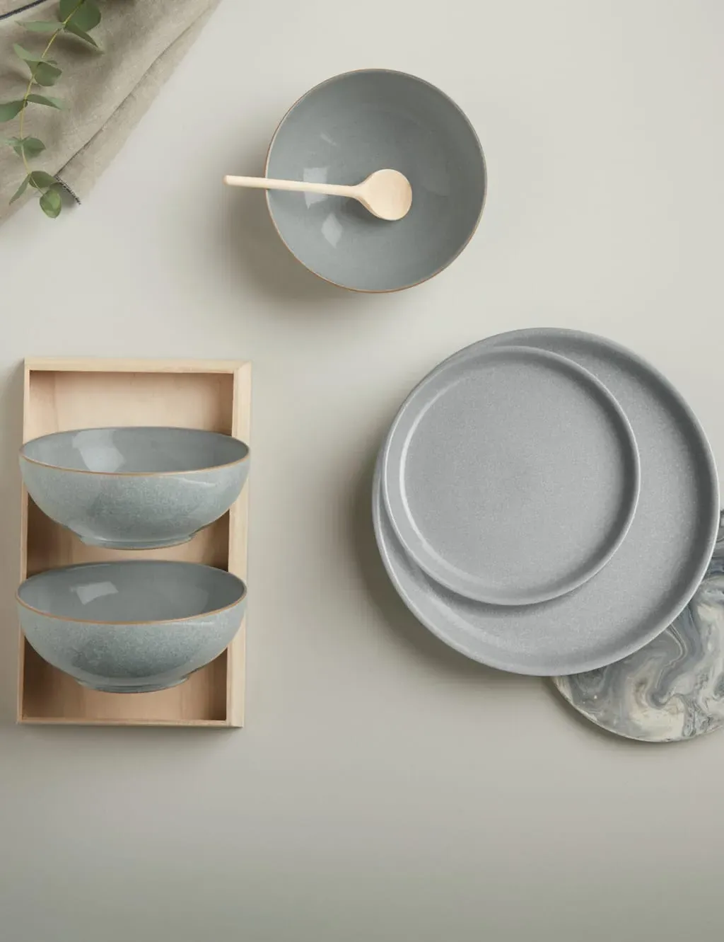 12 Piece Coupe Dinner Set - Grey, Stoneware image