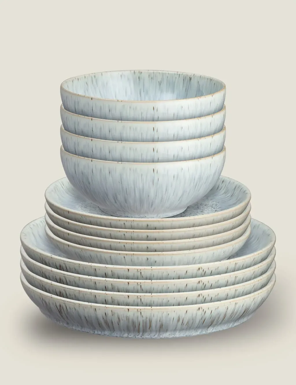 12 Piece Dinner Set Speckled - Blue Mix, Clay image