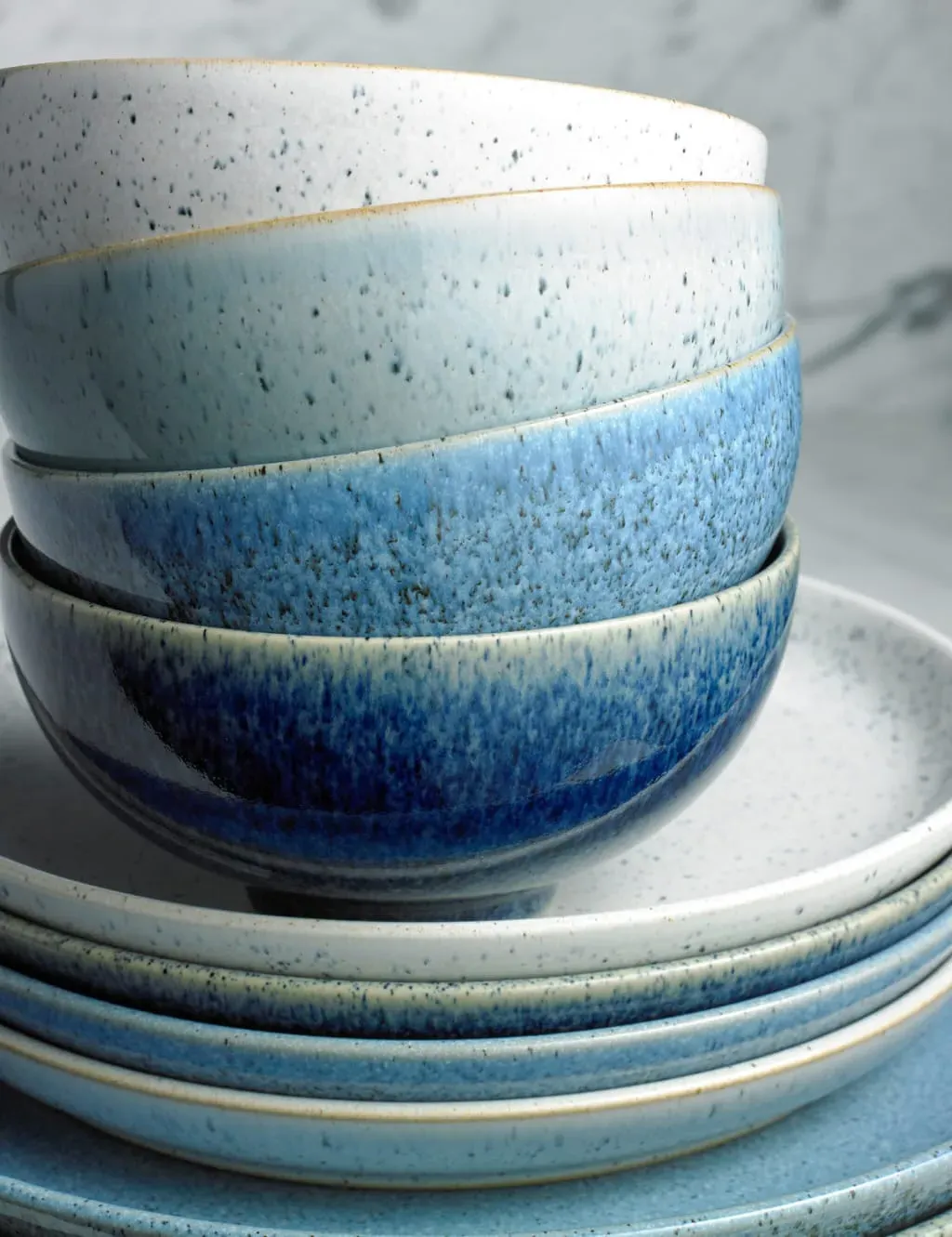 Set of 4 Cereal Bowls - Blue Mix, Stoneware