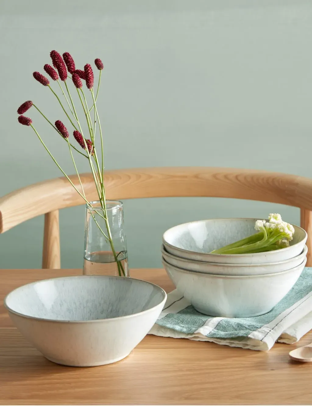 Set of 4 Cereal Bowls - Green, Stoneware