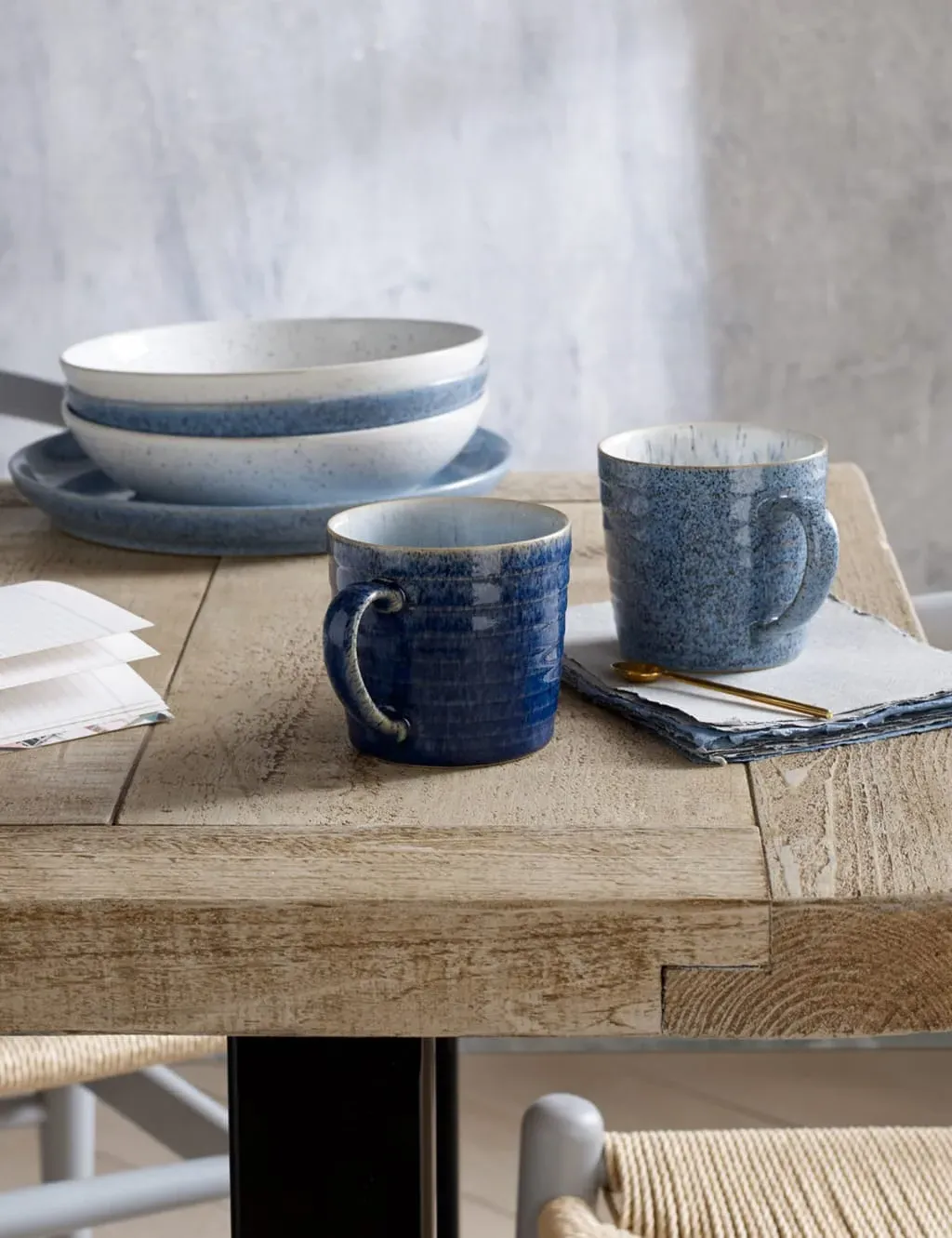 Set of 4 Pasta Bowls - Blue Mix, Stoneware image