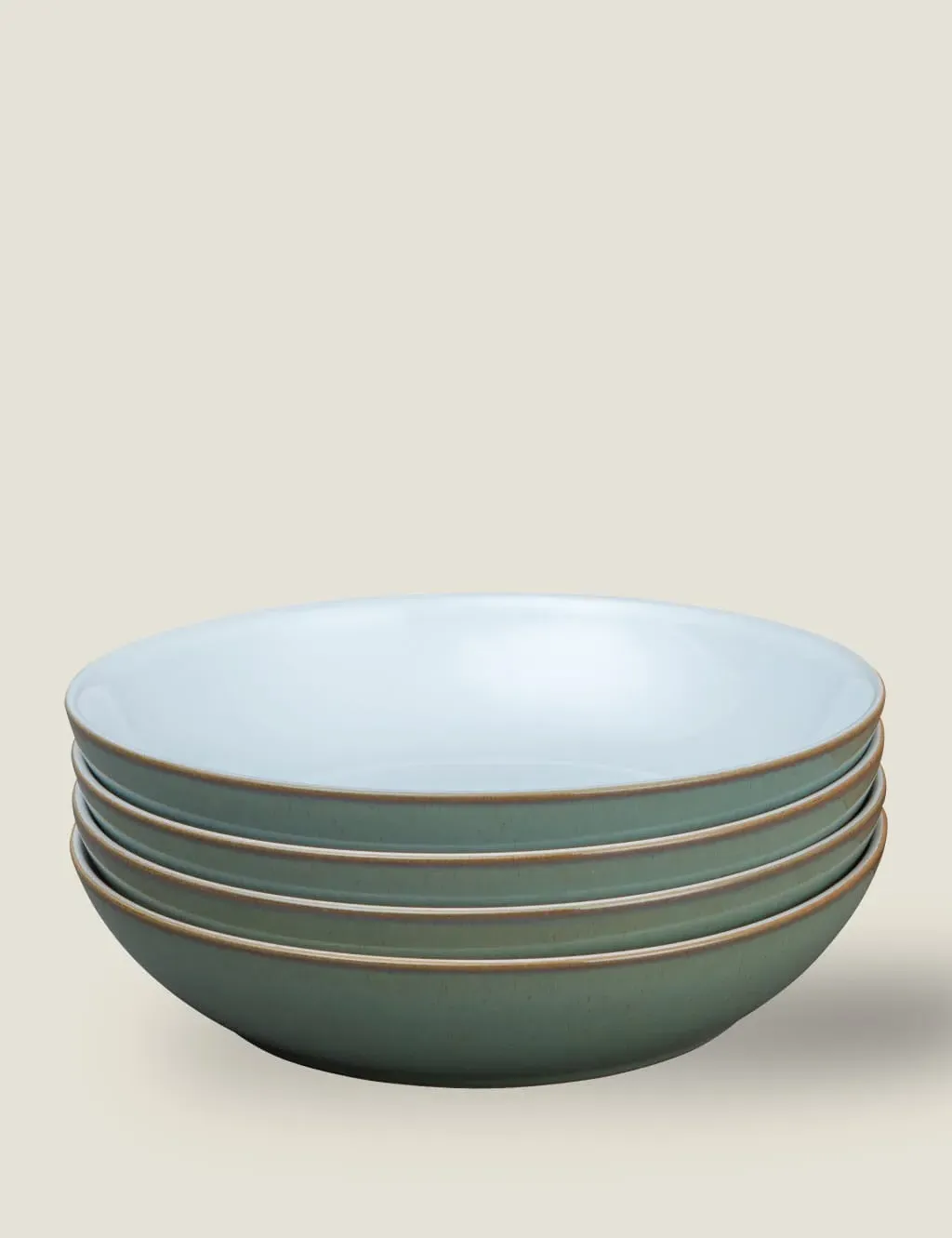 Set of 4 Pasta Bowls - Green, Stoneware image