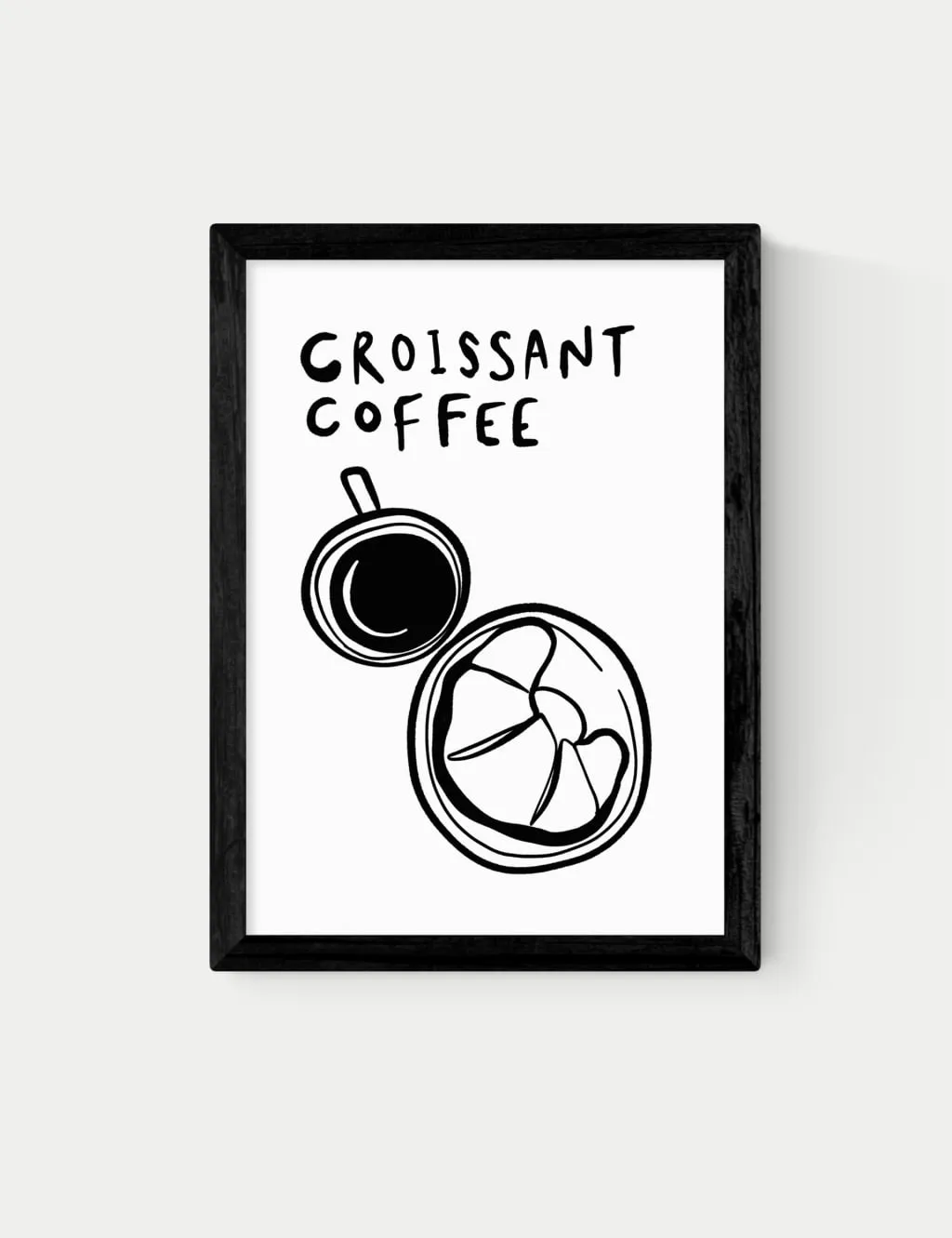 A1 Croissant Coffee Framed Art - Black