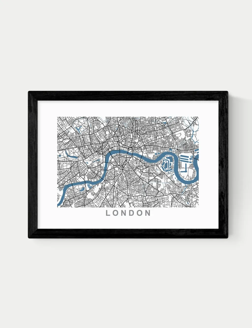 A1 London Map Framed Art - Black Frame
