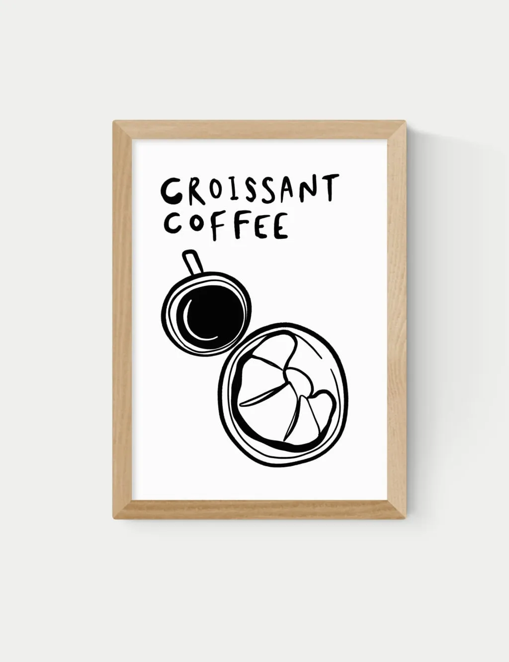 A2 Croissant Coffee Framed Art - Natural