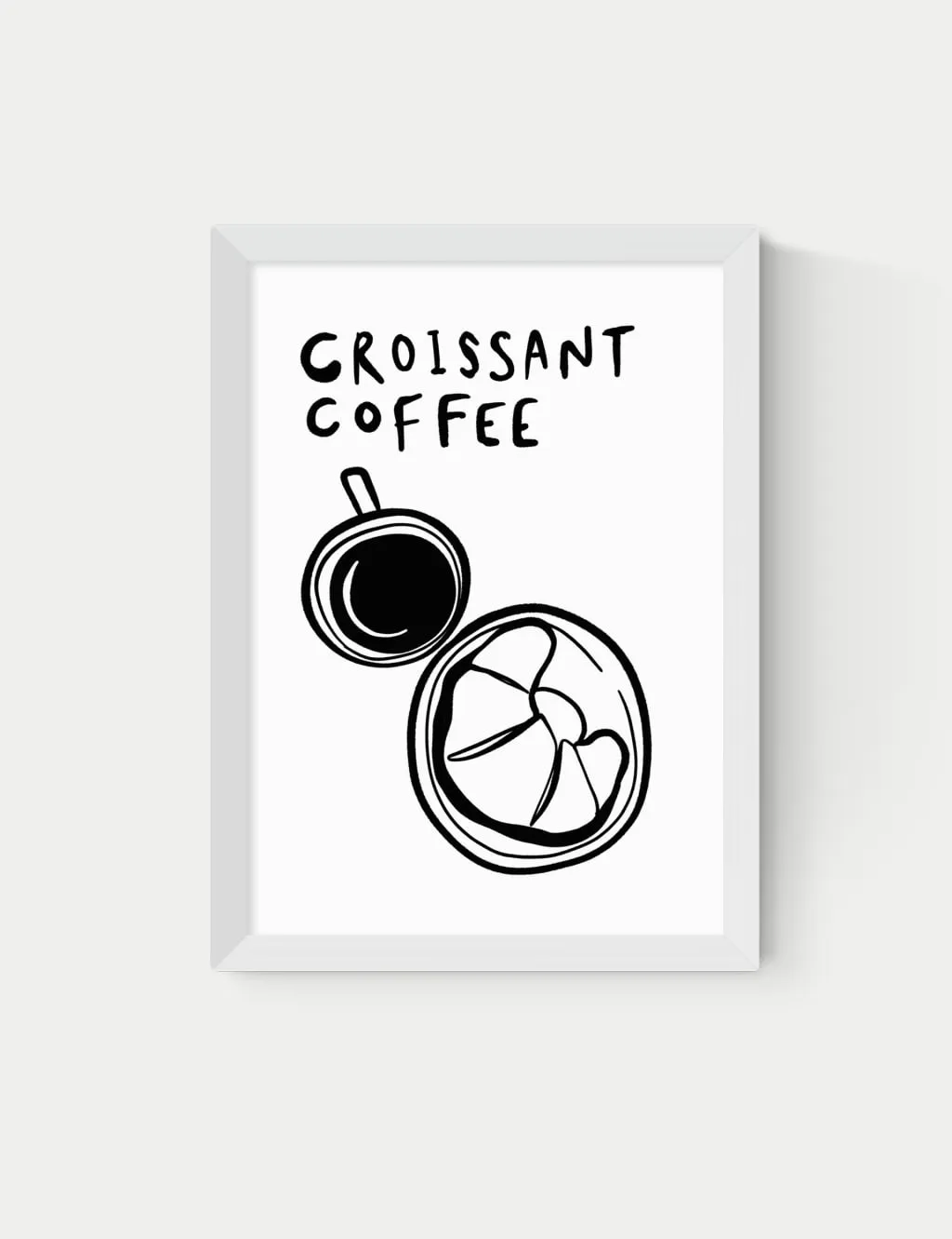 A3 Croissant Coffee Framed Art - White image