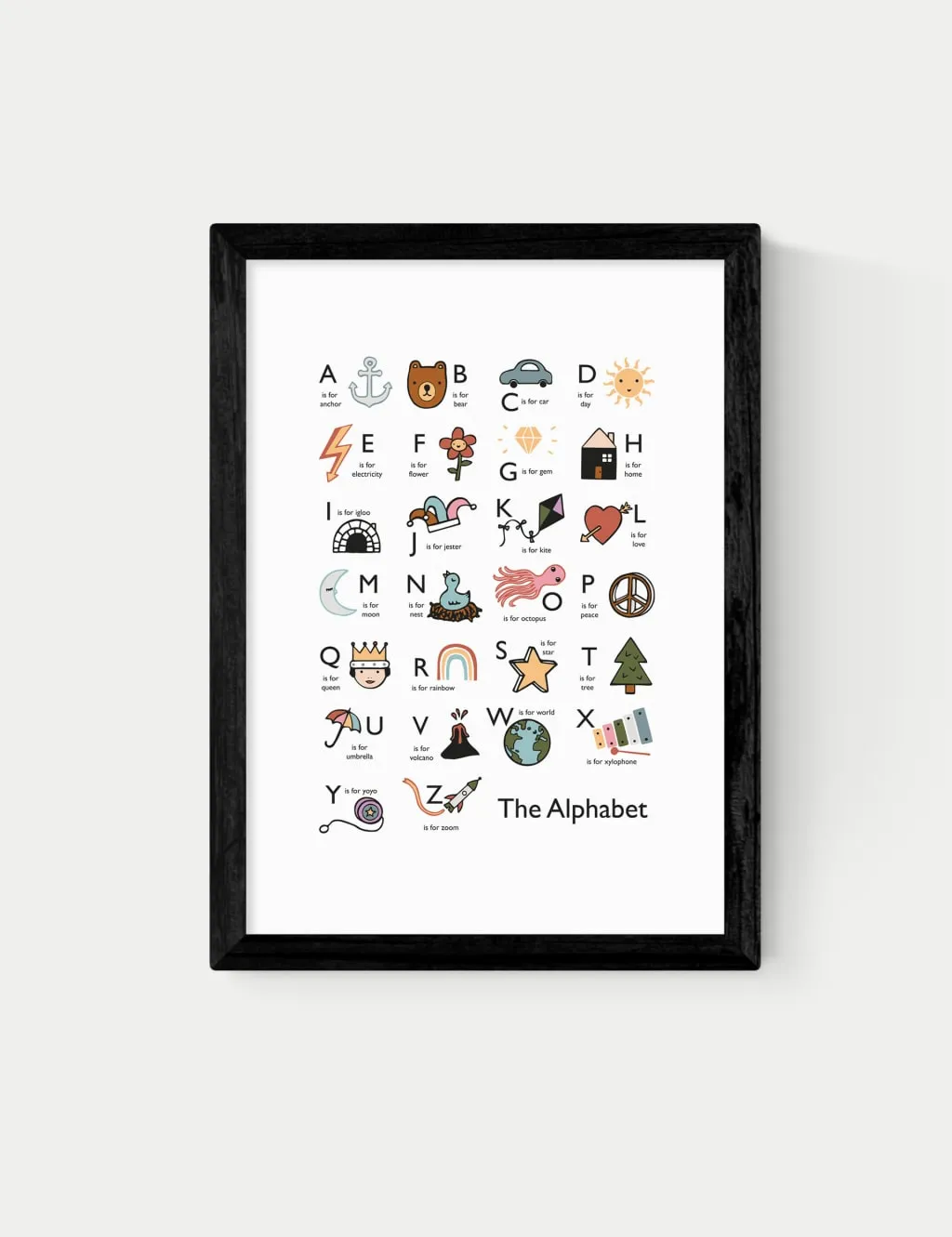 A3 Framed Art Alphabet Print - Black image