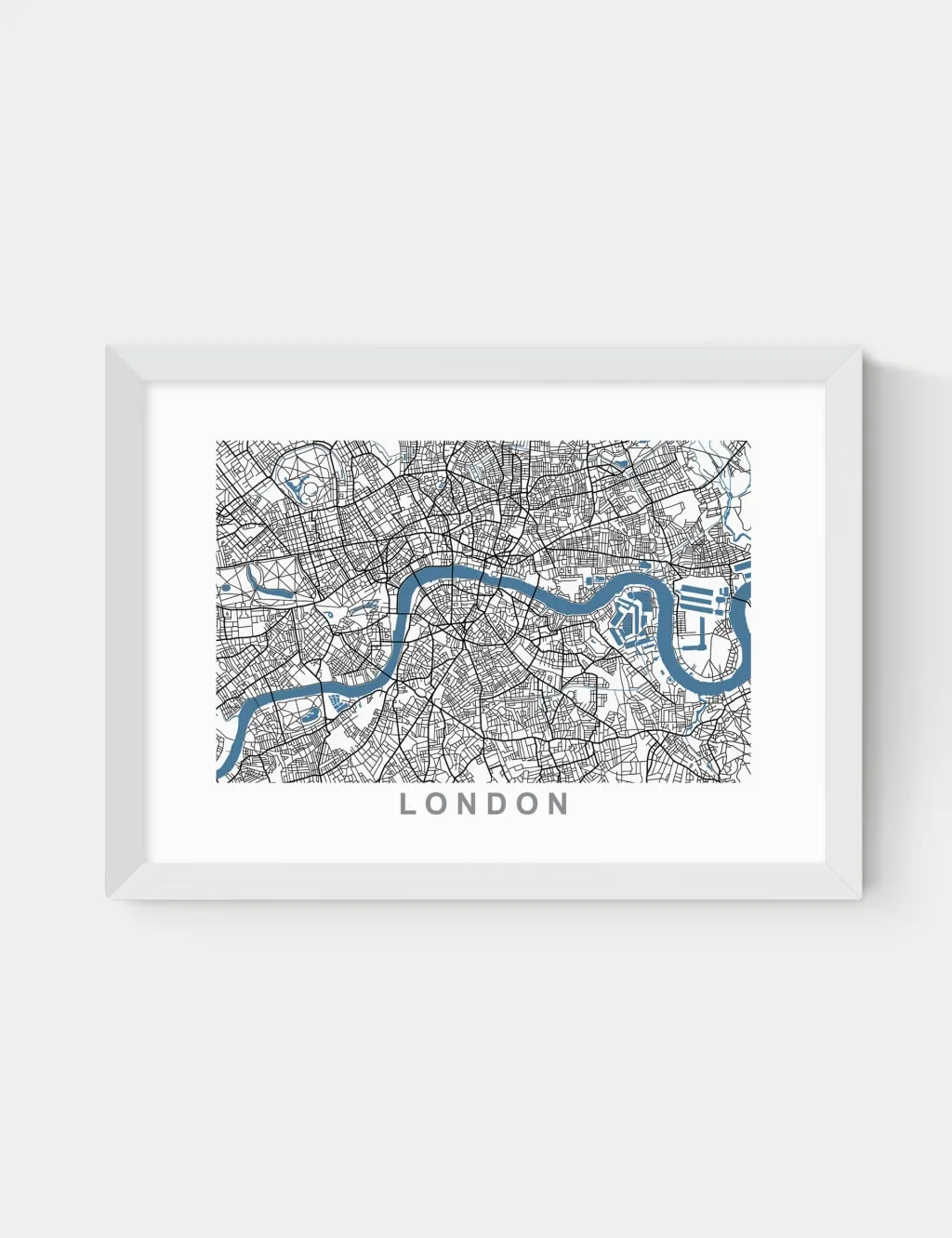 A3 London Map Framed Art - White Frame image