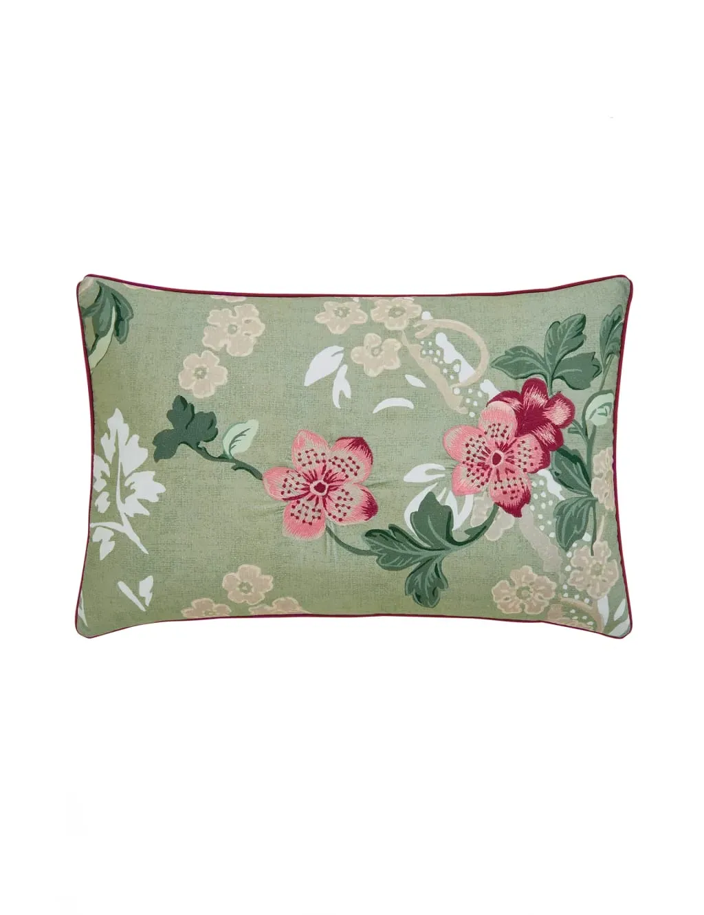 Bolster Cushion with Embroidery - Green Mix image