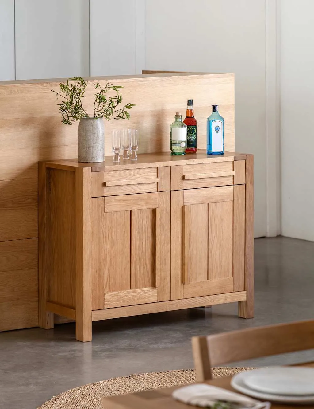 2-Door Sideboard with Soft-Close - Oak, Solid Wood image