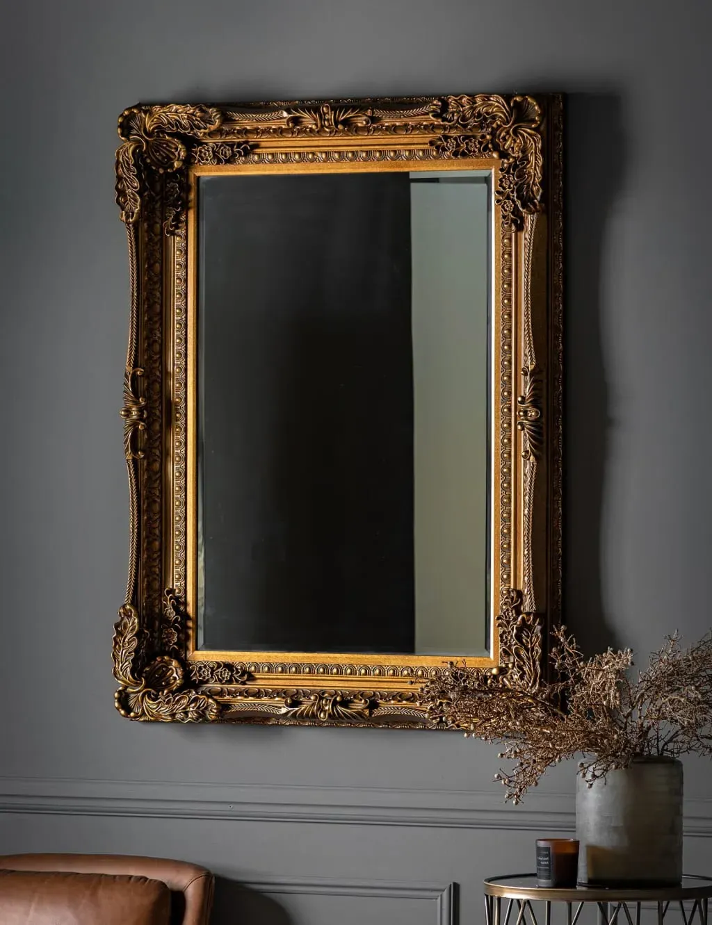 Extra Large Rectangular Mirror - Gold, Carved