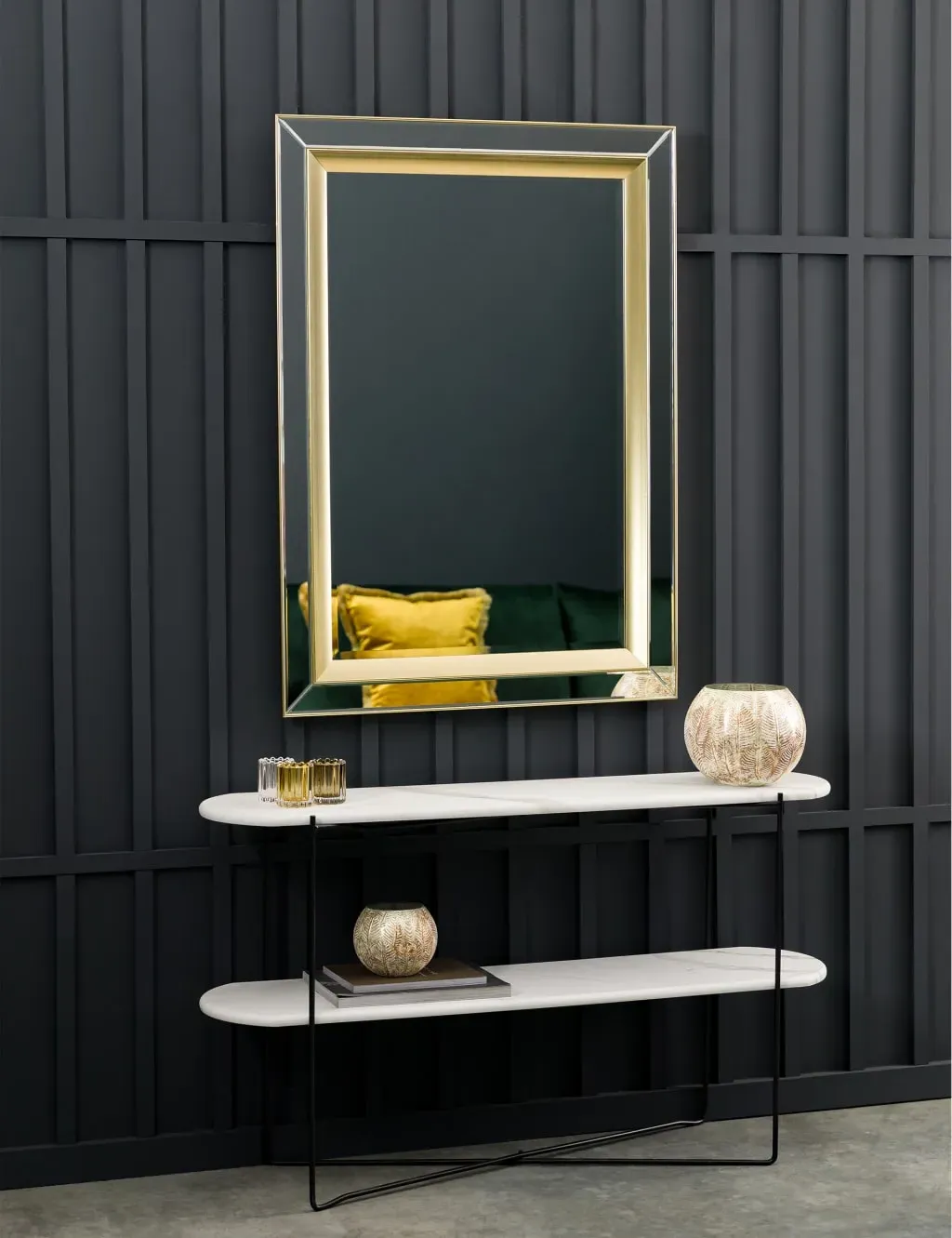 Extra Large Rectangular Wall Mirror - Gold image