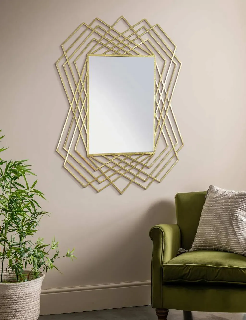 Extra Large Rectangular Wall Mirror - Gold image