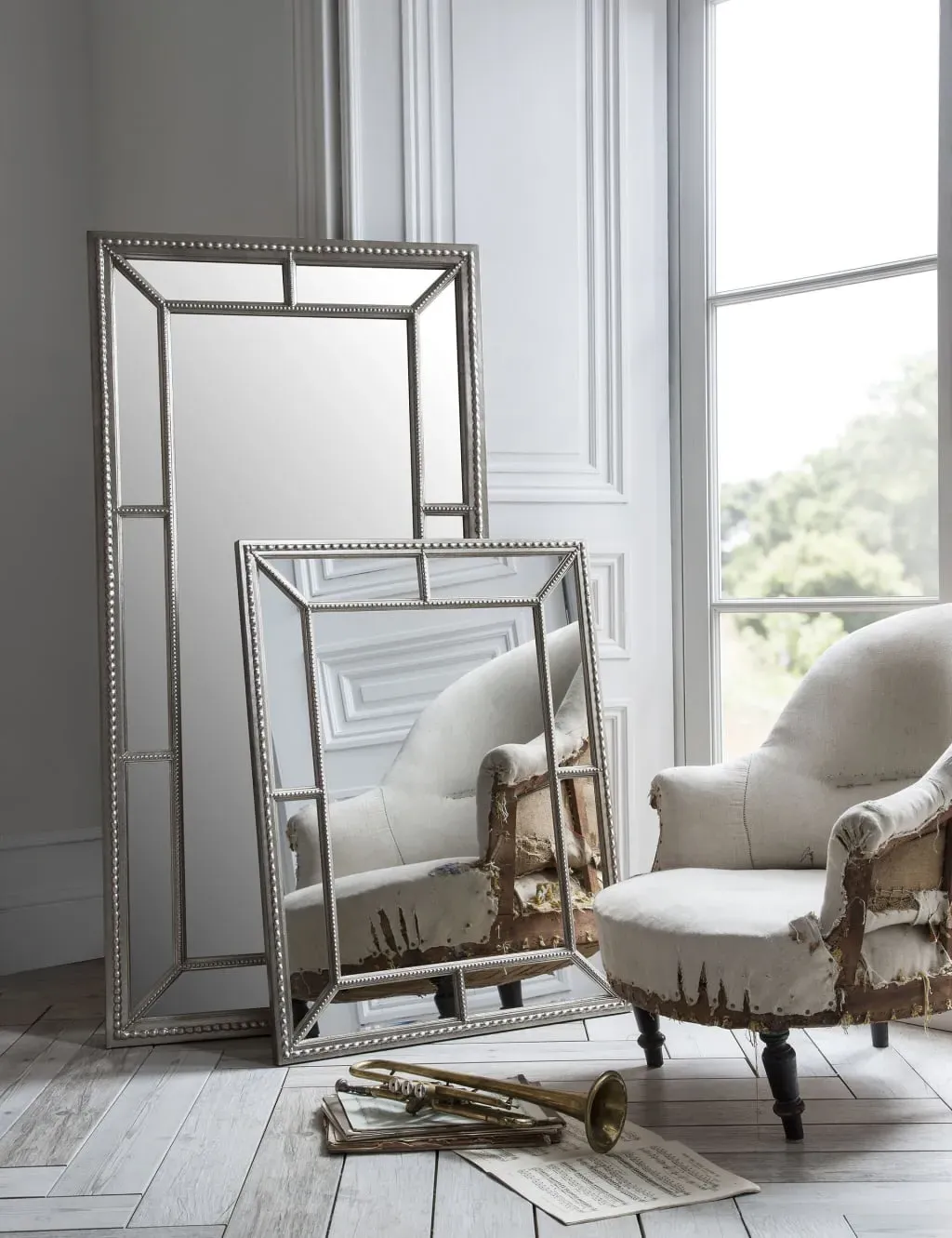Extra Large Rectangular Wall Mirror - Silver image