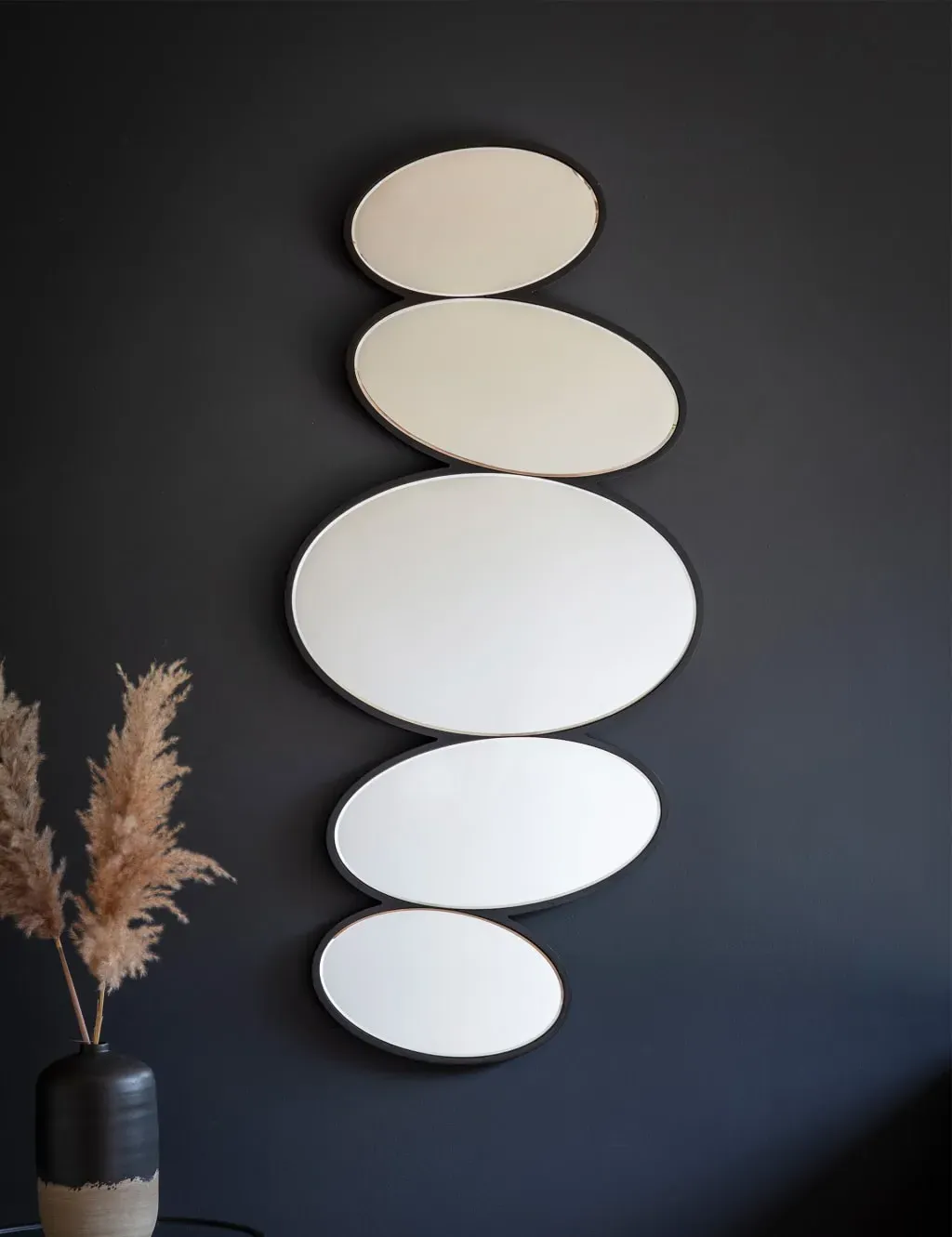 Extra Large Wall Mirror Pebble Stack - Black image