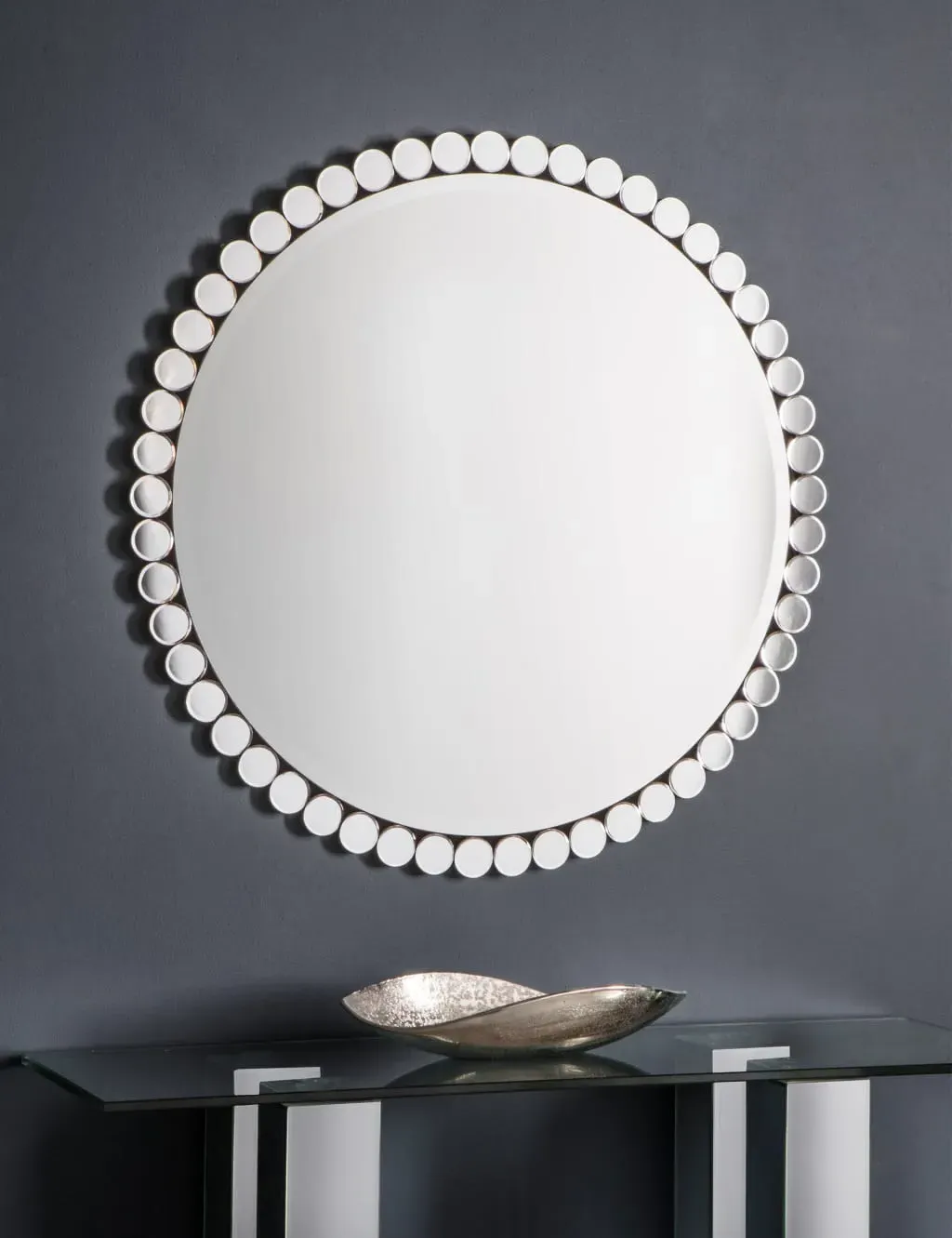 Large Round Wall Mirror Multi-Circle - Silver