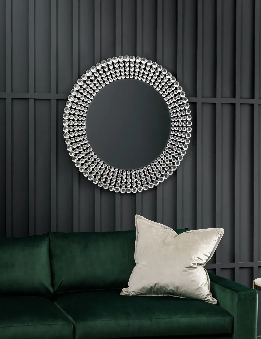 Large Round Wall Mirror - Silver, Glass