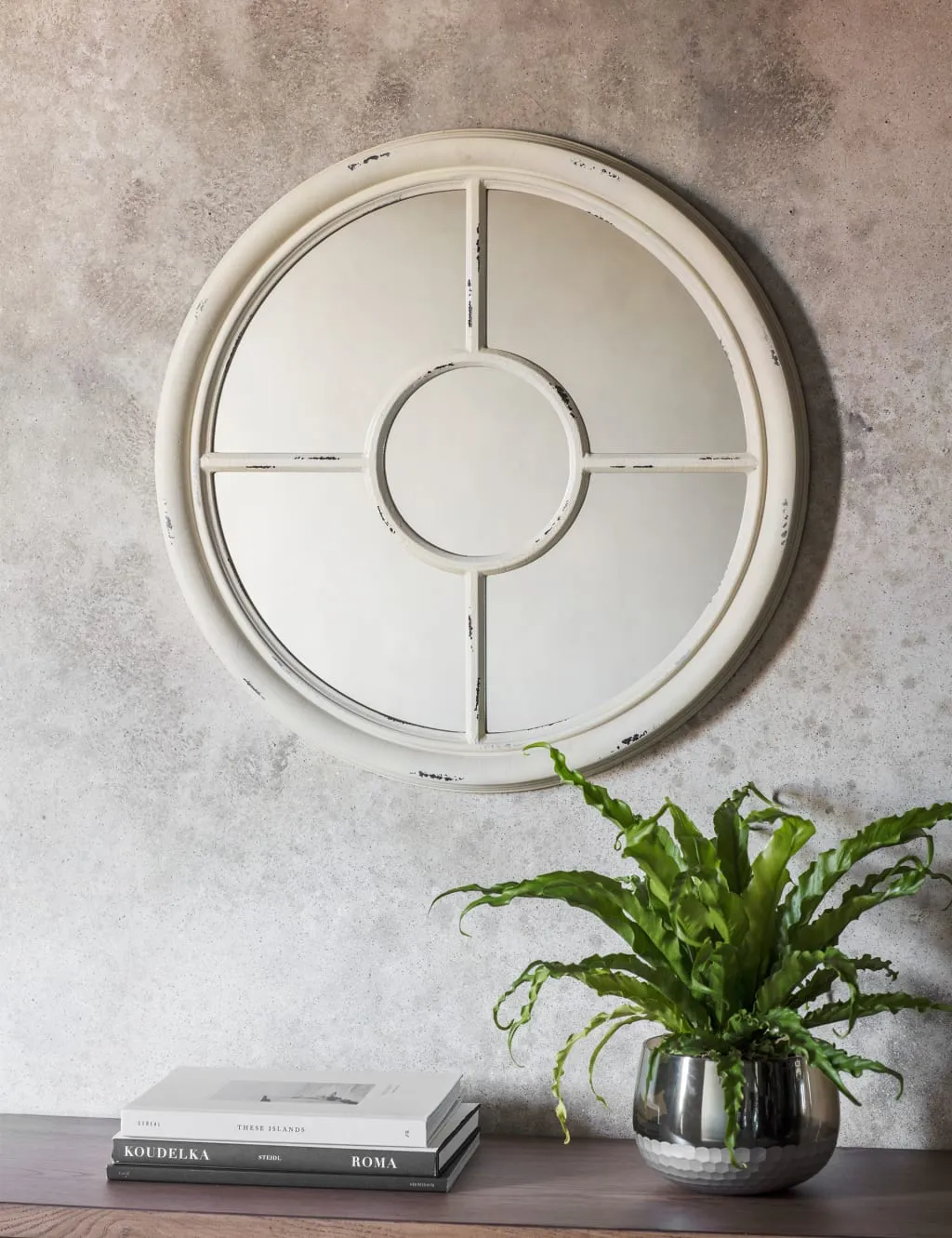 Medium Round Wall Mirror - White