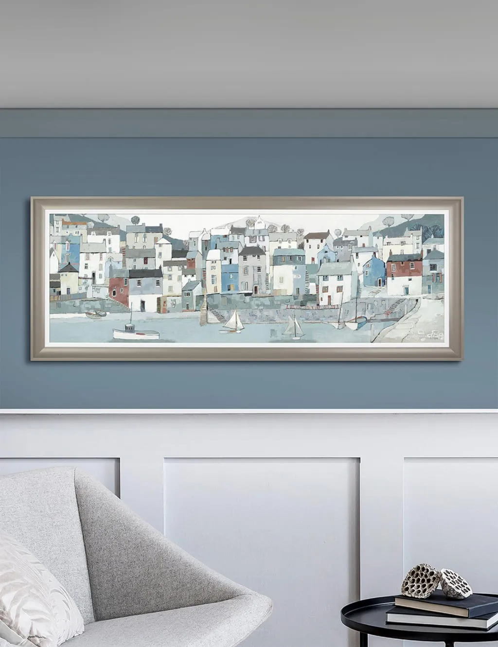 Rectangle Framed Art Shoreline - Grey