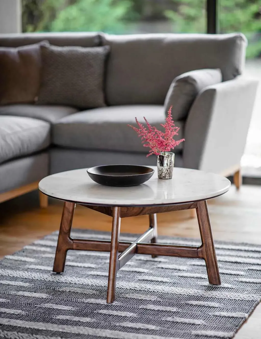 Round Coffee Table - Dark Brown, Marble